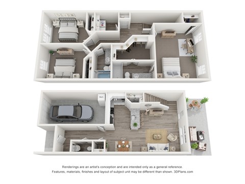 Floor plan for 3 beds, 2.5 baths, 1679 sqft